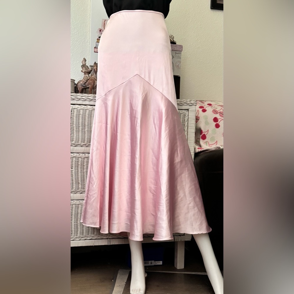 Mermaid Pleated Maxi Skirt Luxe Satin High Waist Lined  in Barbie Pink Size XL